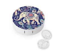 FekiLoot Boho Elephant Contact Lens Cases, Cute Contact Lenses Lens Box Set Outdoor Mini Contact Lens Soak Storage Kit with Mirror Daily Vision Care And Outdoor Use