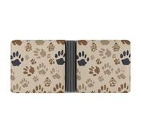 FekiLoot Bone And Paw Print Leather Wallet Double-Sided Different Images Bifold Wallet Ultra Strong Stitching Slim Wallets