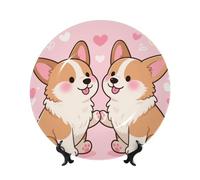 FekiLoot Bone China Decorative Plate 7in,Cute Corgis Love Ceramic Decorative Plates With Display Stand,Handmade Ceramic Ornaments Wall Hanging Decoration For Home Office Decor