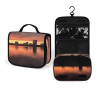 FekiLoot Boston Charles River City Skyline Sunset Wash Bag Cute Hanging Toiletry Bag Large Capacity Medicine Bags Portable Organized Pockets for Makeup Organizer for Travel Essentials