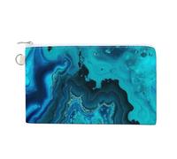 FekiLoot Bright Aqua Blue Turquoise Coin Purse,Travel Portable Keychain Wallet Canvas Coin Wallets Mini Zipper Tool Bag Lightweight Change Purse