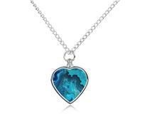 FekiLoot Bright Aqua Blue Turquoise Pet Cremation Jewelry Personalized for Man, Custom Dog Urn Necklaces for Ashes, Heart-Shaped Pendant Urn Necklaces for Cat Lover Woman, with Funnel Kit