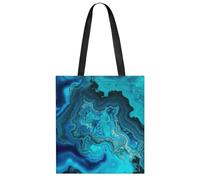 FekiLoot Bright Aqua Blue Turquoise Shopping Bag Foldable, Multipurpose Shoulder Bag, Reusable Grocery Bag Holder with Long Shoulder Strap, Waterproof Tote Bags for Work, Beach, Travel
