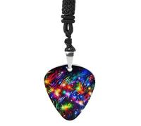 FekiLoot Bright Beautiful Colorful Art Guitar Pick Necklace Personalized Double Sided Print Guitar Pick with Rope Titanium Steel Guitar Picks Pendant Necklace for Music Lovers Boyfriend Gifts