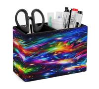 FekiLoot Bright Beautiful Colorful Art Leather Pen Holder for Desk Double Compartments Brush Minimalist PU Leather Pencil Holder Locker Organizer for Work Locker Accessories Pencil Cup for Desk