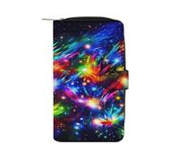 FekiLoot Bright Beautiful Colorful Art Wallet for Women Leather Bifold Wallet Compact Cute Cash Purse Ladies Clutch Wallets Large Capacity Credit Card Holder Travel Zipper Coin Pocket