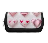 FekiLoot Bright Peach Heart Pencil Case Portable Zipper Large Capacity Pencil Bag Handheld Multi Function Portable Pencil Pouch Organizer for Family Office Supplies