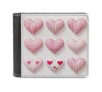 FekiLoot Bright Peach Heart PU Leather Wallet Bifold Wallet Front Pocket Wallets Fashion Purse Slim Billfold Credit Card Holder
