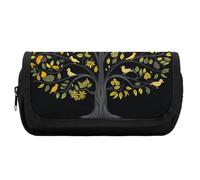 FekiLoot Bright Yellow Tree Pencil Case Portable Zipper Large Capacity Pencil Bag Handheld Multi Function Portable Pencil Pouch Organizer for Family Office Supplies