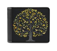 FekiLoot Bright Yellow Tree PU Leather Wallet Bifold Wallet Front Pocket Wallets Fashion Purse Slim Billfold Credit Card Holder