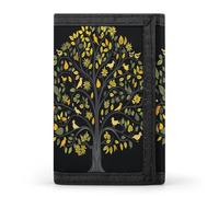 FekiLoot Bright Yellow Tree Wallets Exquisite Trifold Wallet Front Pocket Wallet with Zipper Keychain Coin Purse Credit Card Holder for Adult