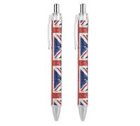 FekiLoot British Flag Ballpoint Pens Retractable Black Ink Ballpoint Pens 0.5mm Medium Point Smooth Writing Pattern Pen with Super Soft Grip Cute Work Supplies for Men Women 2 PCS