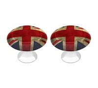 FekiLoot British Flag Cabinet Knobs for Kitchen Ornament, Round Zinc Decorative Drawer Pulls for Cabinets Trendy, Dresser Drawers Pulls Bathroom Dresser Knob with Screw
