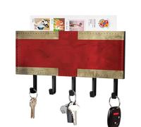 FekiLoot British Flag Key Holder for Wall Adhesive, No Drilling, Key Hooks with 5 Hooks Wall Mounted, Self Adhesive Keys Rack for Entryway, Hallway, Living Room, Kitchen, Office