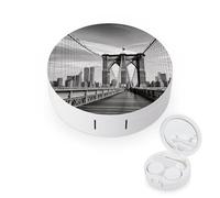 FekiLoot Brooklyn Bridge Contact Lens Cases, Cute Contact Lenses Lens Box Set Outdoor Mini Contact Lens Soak Storage Kit with Mirror Daily Vision Care And Outdoor Use