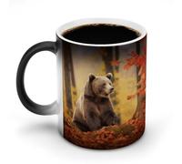 FekiLoot Brown Bear in Autumn Discoloration Mug Heat Sensitive Color Changing Cup Personalized Coffee Mug for Birthday Graduation,Anniversary Christmas Gift