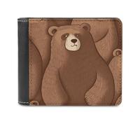 FekiLoot Brown Bear PU Leather Wallet Bifold Wallet Front Pocket Wallets Fashion Purse Slim Billfold Credit Card Holder