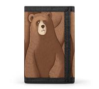 FekiLoot Brown Bear Wallets Exquisite Trifold Wallet Front Pocket Wallet with Zipper Keychain Coin Purse Credit Card Holder for Adult