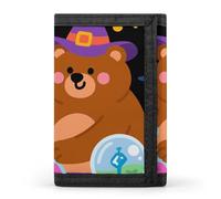 FekiLoot Brown Bear Wizard And Owl Slim Wallet Trifold Wallet Credit Card Holder Wallets Stylish Money Clip for Men Women