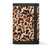 FekiLoot Brown Cow Print Pattern Wallets Exquisite Trifold Wallet Front Pocket Wallet with Zipper Keychain Coin Purse Credit Card Holder for Adult
