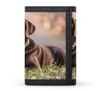 FekiLoot Brown Labrador Retriever Men's Wallet Extra Capacity Trifold Wallet Thin & Stylish Trifold Card Holder with ID Window