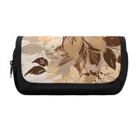 FekiLoot Brown Leaves Pencil Case Portable Zipper Large Capacity Pencil Bag Handheld Multi Function Portable Pencil Pouch Organizer for Family Office Supplies