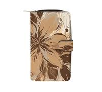 FekiLoot Brown Leaves Wallet Large Capacity Travel Double Fold Wallets Portable Zipper Leather Purse for Women Men