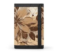 FekiLoot Brown Leaves Wallets Exquisite Trifold Wallet Front Pocket Wallet with Zipper Keychain Coin Purse Credit Card Holder for Adult