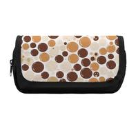 FekiLoot Brown Polka Dot Pattern Pencil Case Portable Zipper Large Capacity Pencil Bag Handheld Multi Function Portable Pencil Pouch Organizer for Family Office Supplies