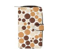 FekiLoot Brown Polka Dot Pattern Wallet Large Capacity Travel Double Fold Wallets Portable Zipper Leather Purse for Women Men