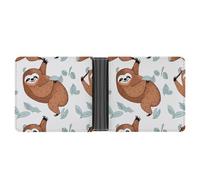 FekiLoot Brown Sloth Wallet Slim PU Bifold Design Wallet with Multiple Card Slots Wallets Extra Capacity Pocket Wallets