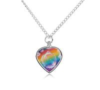 FekiLoot Bubble Soap Rainbow Urn Necklaces for Ashes Personalized Human Pet Cremation Jewelry Keepsake Locket Heart Pendant with Filling Kit Memorial Gift for Dog Cat Lover Women Men