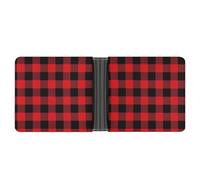 FekiLoot Buffalo Check Leather Wallet Double-Sided Different Images Bifold Wallet Ultra Strong Stitching Slim Wallets