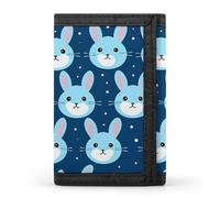FekiLoot Bunny Cartoon Blue Wallet Compact Blocking Trifold Wallets with Zipper Minimalist Purse Wallet Credit Card Holder