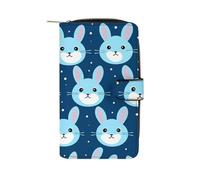 FekiLoot Bunny Cartoon Blue Wallet for Men Women Large Capacity Purse Clutch Bag Handbag Checkbook Cash Credit Cards
