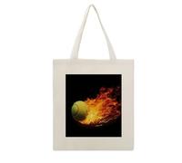 FekiLoot Burning Tennis Pictures Canvas Tote Bag Reusable Grocery Shopping Bag Large Capacity Grocery Bags Lightweight Cloth Bags Shoulder Handbag for Women Beach Travel Shop Daily Essentials