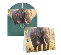 FekiLoot Butterfly Elephant Blank Cards With Envelopes 4x6,Diy Greeting Cards Heavyweight Folded Greeting Cards Wedding Birthday Invitations Baby Shower Thank You Cards For All Occasions