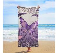 FekiLoot Butterfly Lavender Spike Beach Towels 63x31 Inch Oversized Lightweight Bath Towels Sand Free Pool Towel Super Absorbent Travel Swim Pool Yoga Gym Camping Towel for Adults Vacation Gift
