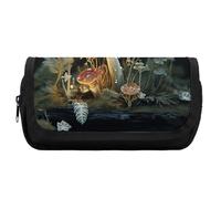 FekiLoot Butterfly Mushroom Pencil Case Portable Zipper Large Capacity Pencil Bag Handheld Multi Function Portable Pencil Pouch Organizer for Family Office Supplies