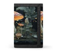 FekiLoot Butterfly Mushroom Wallets Exquisite Trifold Wallet Front Pocket Wallet with Zipper Keychain Coin Purse Credit Card Holder for Adult