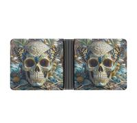FekiLoot Butterfly Skull Wallet Slim PU Bifold Design Wallet with Multiple Card Slots Wallets Extra Capacity Pocket Wallets