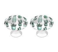 FekiLoot Cacti and Succulents Cabinet Knobs for Kitchen Ornament, Round Zinc Decorative Drawer Pulls for Cabinets Trendy, Dresser Drawers Pulls Bathroom Dresser Knob with Screw