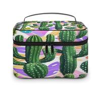 FekiLoot Cactus And Other Patterns Makeup Bag Large Capacity Travel Cosmetic Bag Lightweight Hand-held Toiletry Bags Portable Cosmetic Pouch Cute Make Up Pouch for Women