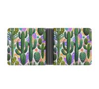 FekiLoot Cactus And Other Patterns Wallet Slim PU Bifold Design Wallet with Multiple Card Slots Wallets Extra Capacity Pocket Wallets