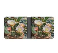 FekiLoot Cactus Flower Pot Wallet Slim PU Bifold Design Wallet with Multiple Card Slots Wallets Extra Capacity Pocket Wallets
