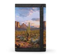 FekiLoot Cactus Landscape Trifold Wallet Slim Minimalist Front Pocket Men's Passcase Wallet Credit Card Holder