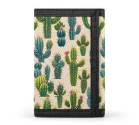 FekiLoot Cactus Pattern Trifold Wallet Slim Credit Card Holder Stylish Trifold Billfold Minimalist Front Pocket Friendly Purses