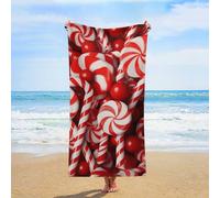 FekiLoot Candy Canes Beach Towels 63x31 Inch Oversized Lightweight Bath Towels Sand Free Pool Towel Super Absorbent Travel Swim Pool Yoga Gym Camping Towel for Adults Vacation Gift