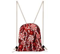 FekiLoot Candy Canes Drawstring Backpack Sports Gym Bag Drawstring Bags Foldable Backpack for Women Men