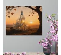 FekiLoot Canvas Art Wall Decor Modern Vintage Wall Pictures for Living Room Amber Castle Scenery Art Nature Landscape Art Canvas Prints Work for Home Office Kitchen Decoration 08x10inch(20x25cm)